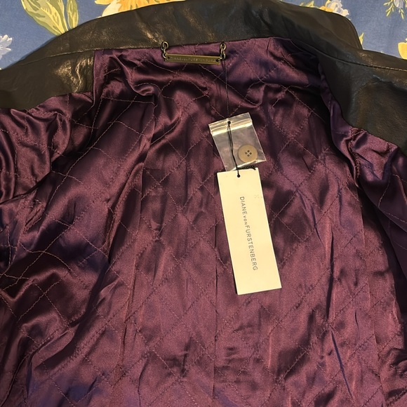 NWT Leather DVF Jacket, mint - Picture 9 of 9